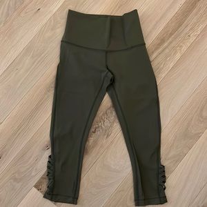 Lululemon cropped spandex leggings olive green